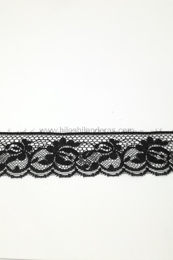 Encaje puntilla de nylón conjunto floral 13cm. Negro