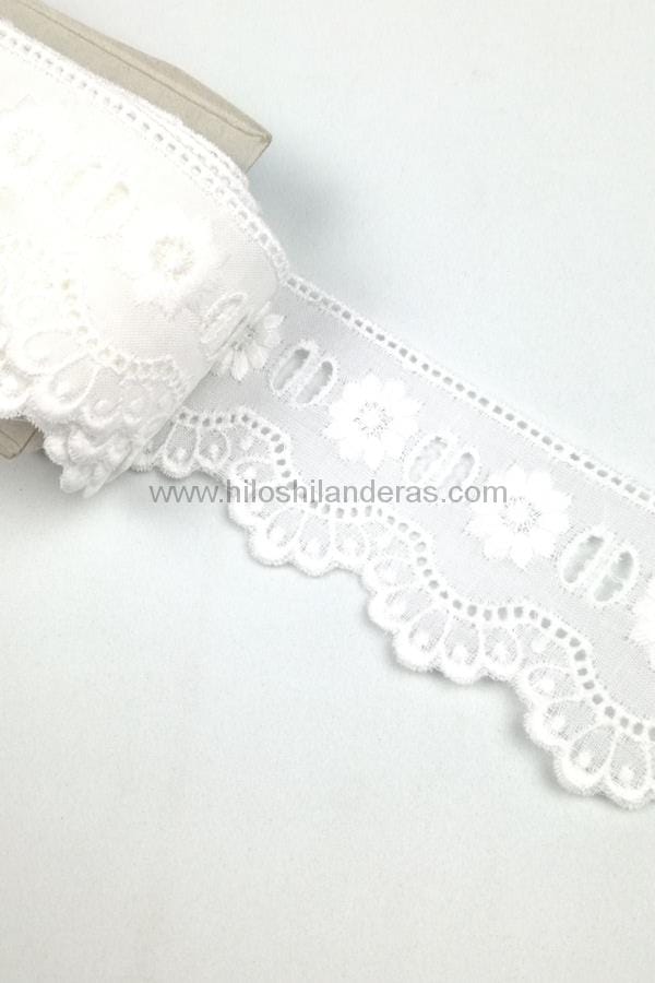Puntilla encaje de nylon de color blanco mod. Fresia » Hilos & Hilanderas