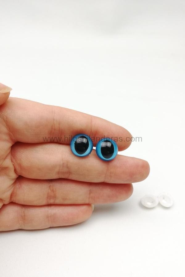 Ojos de seguridad GATO COLOR para amigurumis y peluches o juguetes de lana de 12 mm de diámetro.