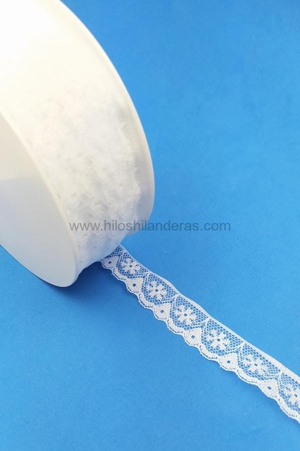 Puntilla encaje de nylon de color blanco mod. Fresia » Hilos & Hilanderas