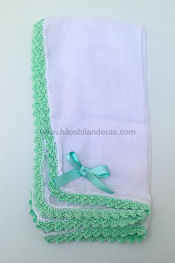 Gasas muselinas para bebé decorada con puntilla a crochet 100% algodón