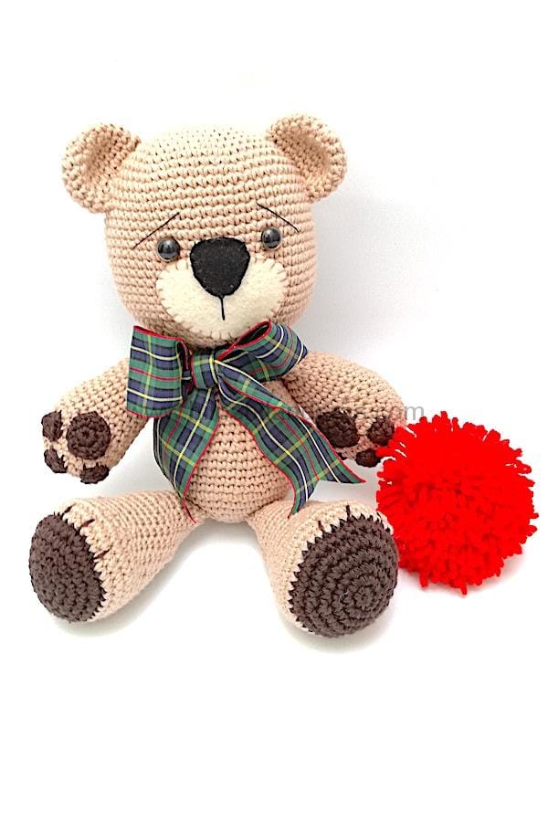 Peluche amigurumi oso de crochet hecho a mano mod. Teddy. Hecho a mano. Handmade. Juguetes para bebés. Bautizos y comuniones. Mercería online.